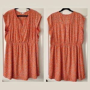 Floral Orange Sleeveless Dress